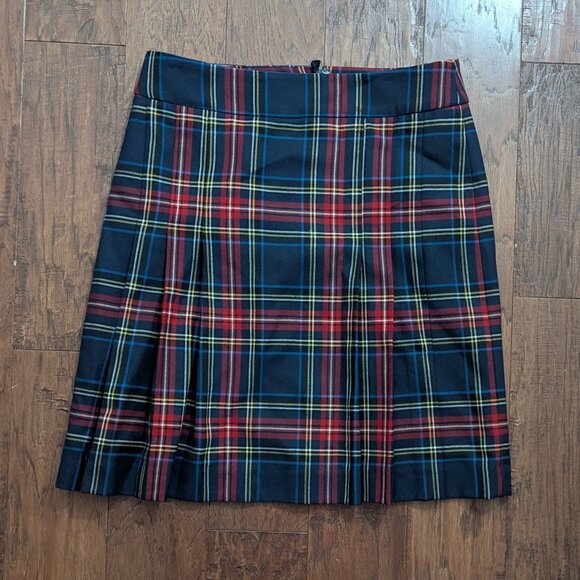 Brooks Brothers 346 100% Wool Pleated Skirt Red Blue Check Plaid Size 8 - Picture 3 of 7